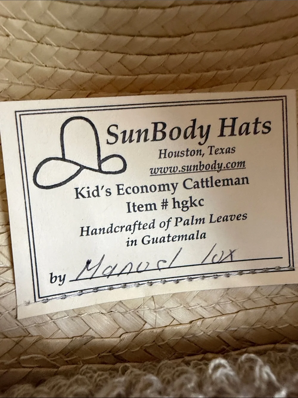 SunBody Kid's Signed Star and Horses Cattleman Straw Cowboy Hat Model #hgkc